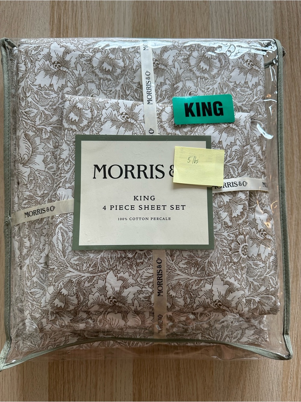 Morris & Co. William Morris King 4-Piece Sheet Set in Taupe Floral
